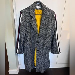 Tweed Longline Stripe Sleeve Coat